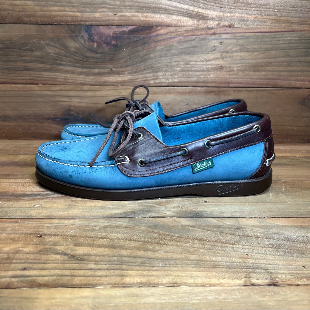 Paraboot Suede Leather Deck Shoes France Dooney & Bourke Blue & Brown Mens 8.5